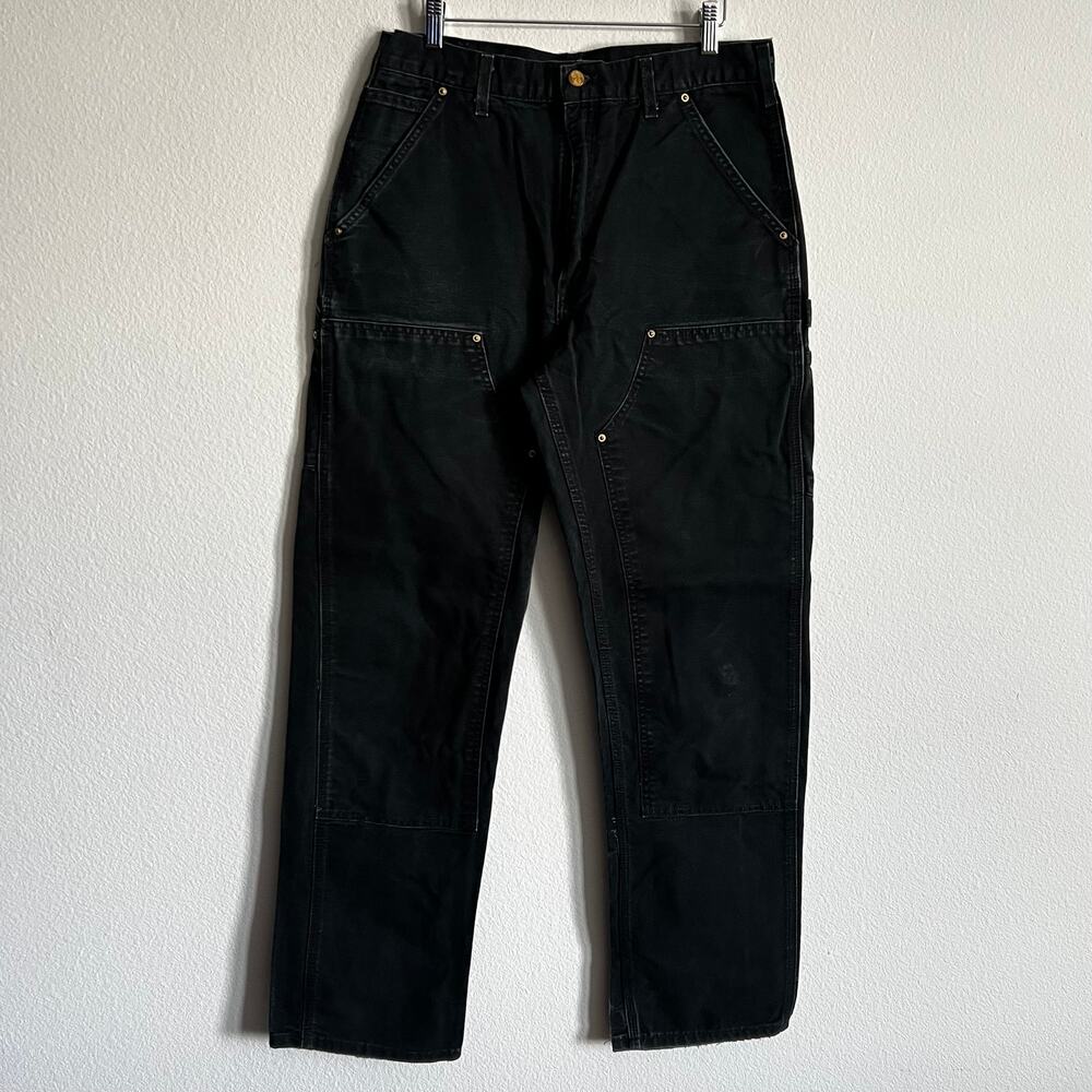 Carhartt B01 BLK faded black double knee work wear carpenter pants